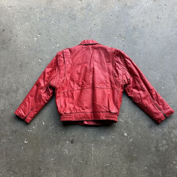Rare Vintage London Fog Red Leather Moto Jacket Women’s 12 Made in Korea 80s - Picture 2 of 16